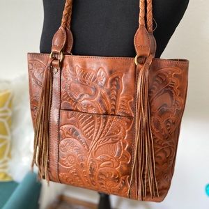 Patricia Nash Rena Burnished Tooled Leather Tote
